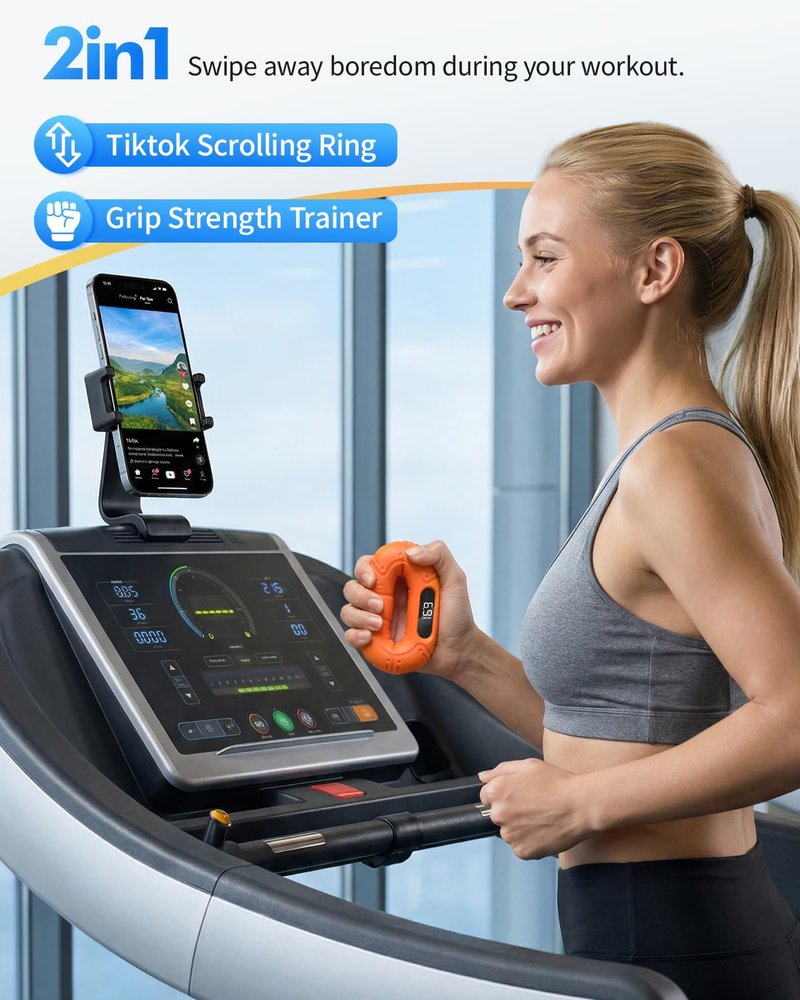 TikTok Scrolling Ring & Bluetooth Page Turner - 20lb Grip Strength Trainer Hand Gripper, Hand Strengthening Devices, Portable Gym & Therapy Accessories,Orange