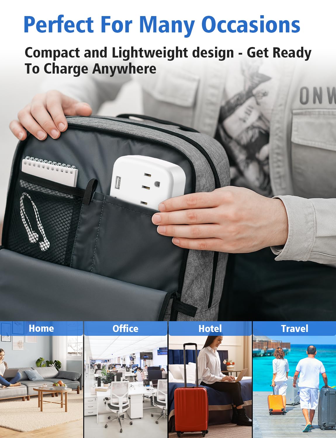 Citelect 3 Outlet Extender Multi Plug Wall Outlets, Surge Protector, Wall Plug Splitter with 3 AC Outlets & 3 USB Ports (2 USB-A + 1 USB-C), Plug Adapter for Home/Office/Hotel/Travel, White(1 Pack)