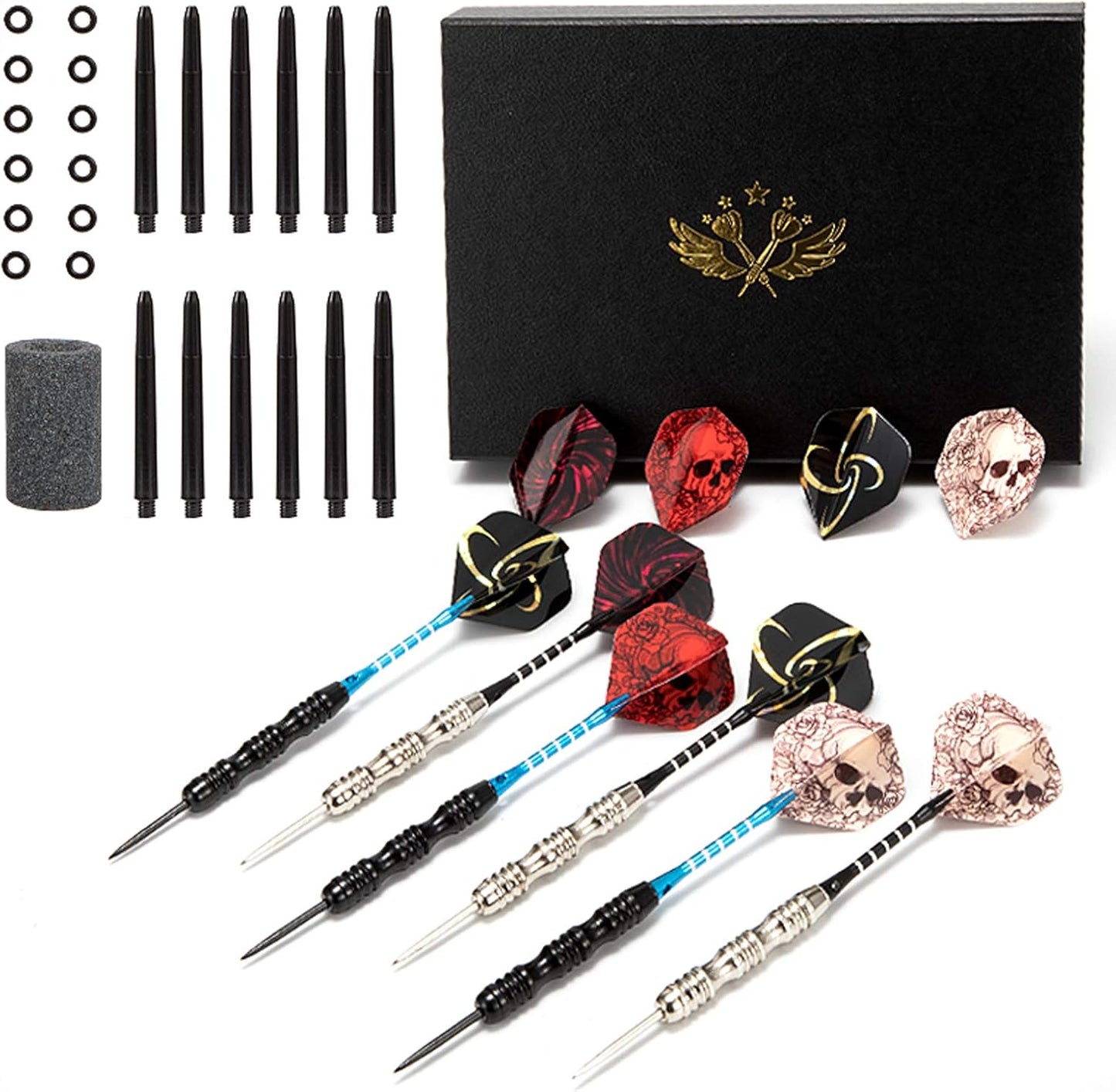WINSDART Professional Metal Tip Darts Set - Nonslip Iron Barrel, Aluminum Shafts & Extra Flights | Gift Box Included