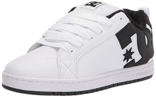 DC mens Court Graffik Casual Skate Shoe, White/Black/Black, 9.5 US
