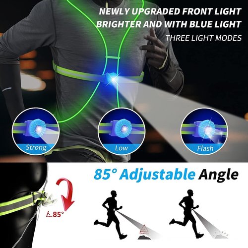 LED Reflective Running Vest by [Brand Name] - High Visibility Front Light for Men & Women | Ideal for Running, Cycling & Walking