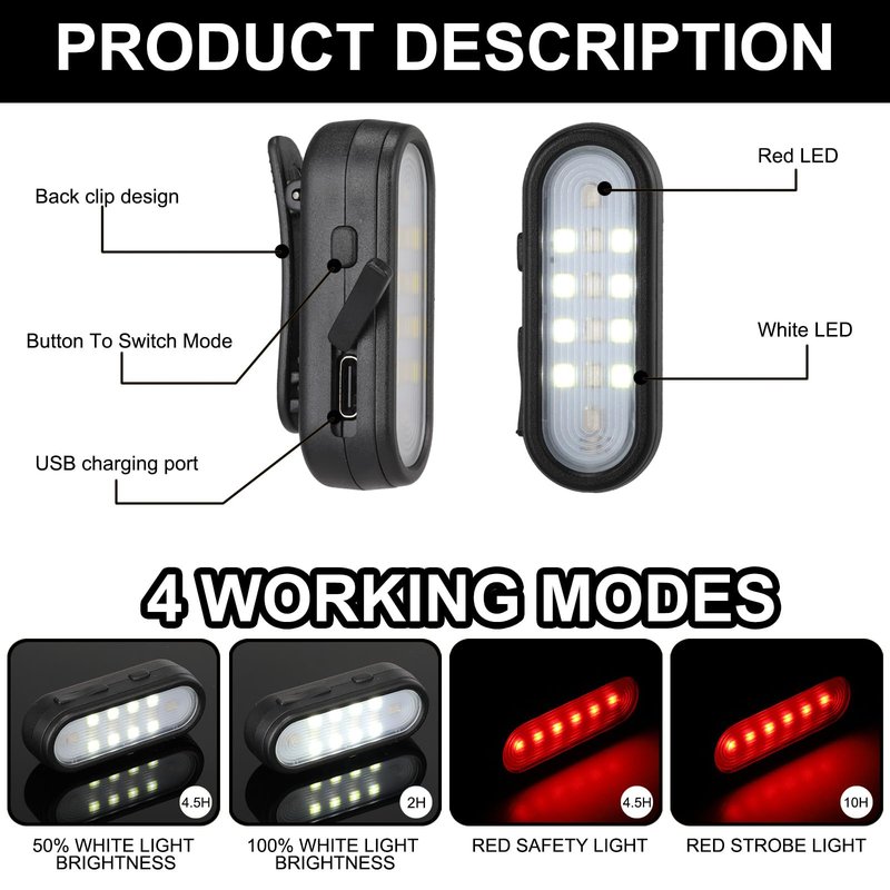 Taximi Super Bright Mini EDC Flashlight with Clip, 350LM, 4 Lighting Modes Running Lights for Runners, USB-C Rechargeable Small Clip on Flashlight for Camping, Hiking, Walking the Dog