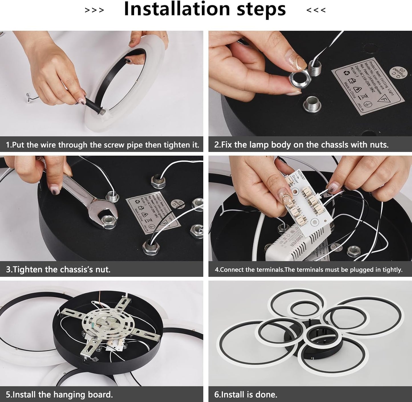 Modern LED Flush Mount Ceiling Light - 4 Rings 4000K Fixture for Kitchen & Living Room