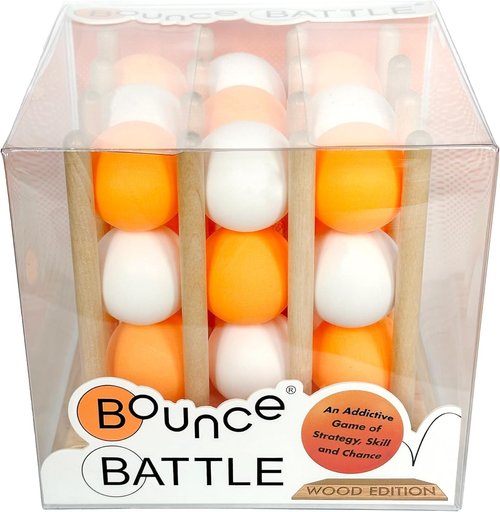 Bounce Battle Wood Edition - Fast-Paced Skill & Strategy Game for Kids | Includes 27 Balls & Wooden Cube