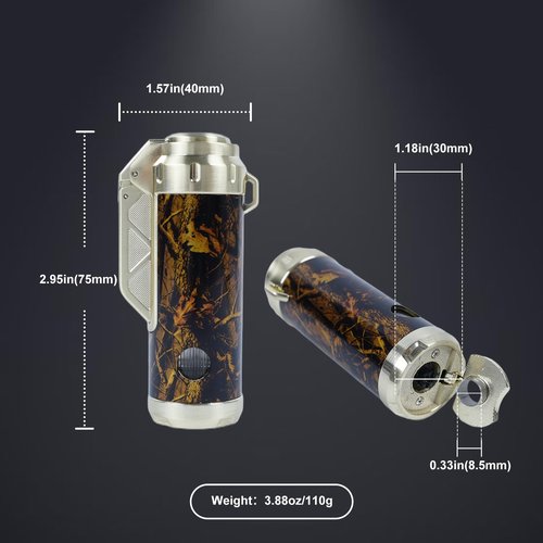 Torch Lighter,Triple Jet Flame Refillable Windproof Adjustable Butane Gas Lighter with Punch for Candle,Camping,Grill (Fuel Not Included)