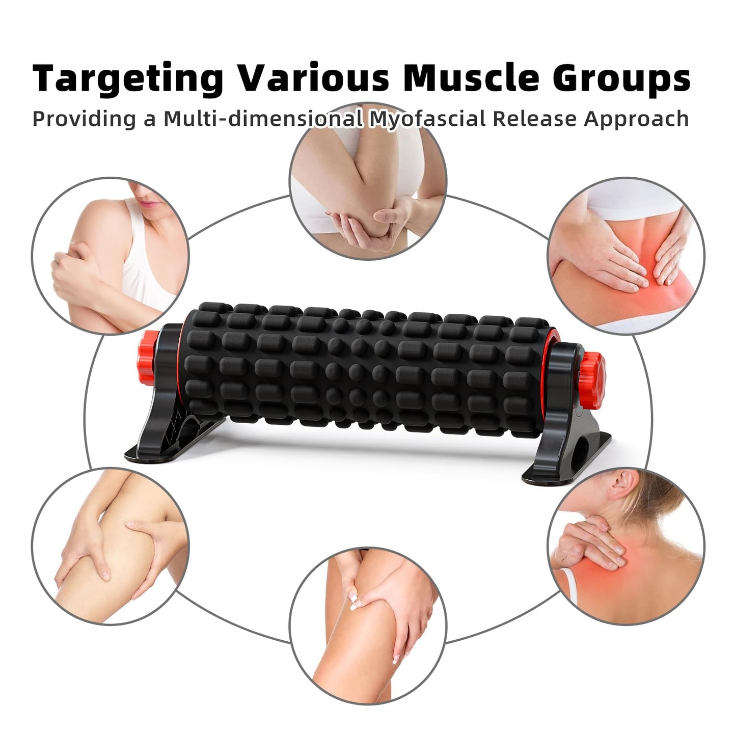 XL IT Band Firm Foam Roller with Resistance Holder - 17 inches - Exercise Roller for IT Band Issues, Deep Tissue Muscle Massage, Muscle and Back Roller for Fitness, Gym Equipment (Black)