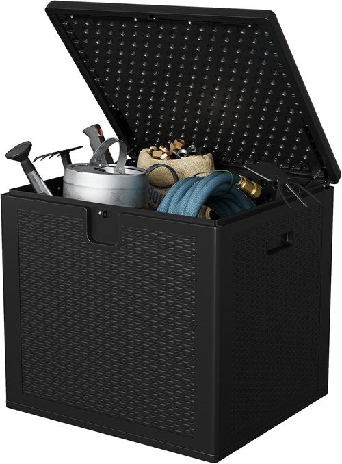 Garvee Outdoor Storage Box - 80 Gallon Waterproof Resin Deck Box | Lockable, UV Resistant, Black