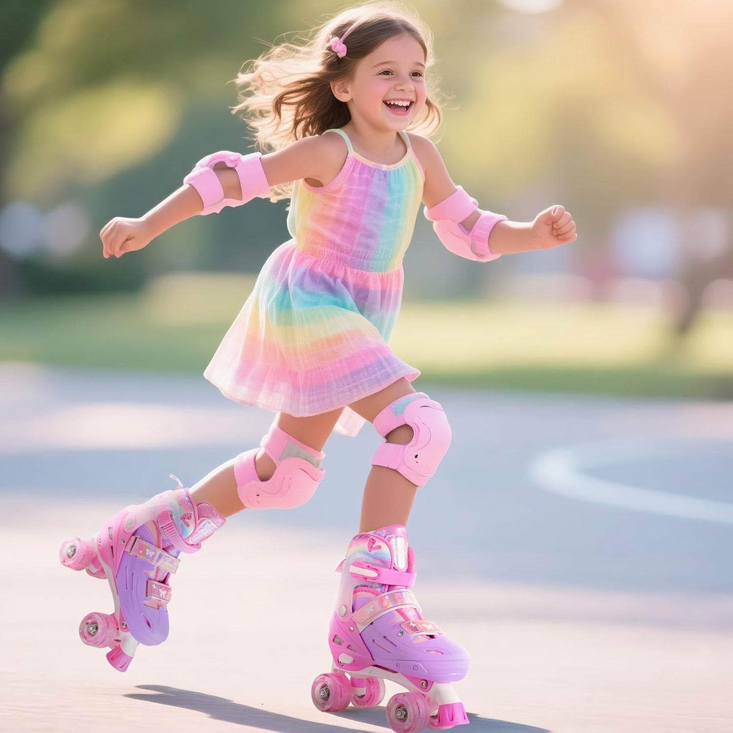 2PM SPORTS Roller Skates - Adjustable Light-Up Wheels for Kids Ages 4-12 | Sizes 10C-6