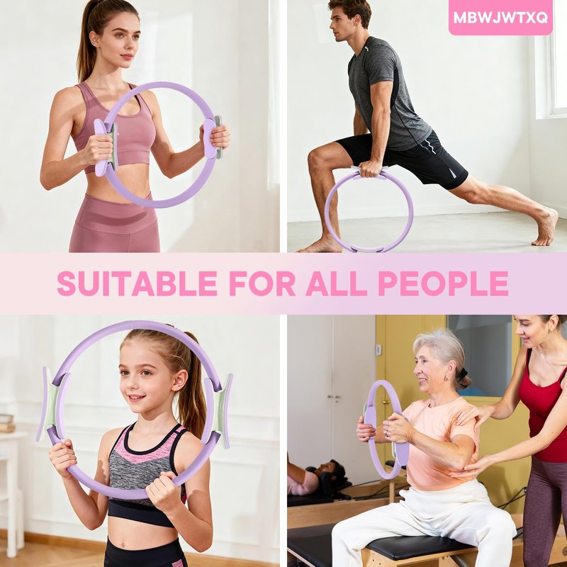 MBWJWTXQ Pilates Ring Fitness Circle – 14 Inch Magic Circle for Toning Arms, Thighs, Legs & Core (Workout Guide Included)