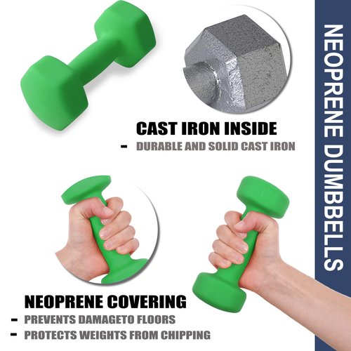 Balelinko Home Gym Equipment Workouts Strength Training Weight Loss Pilates Weights Yoga Sets Weights for Women, Men, Seniors and Youth, 9LB Green, Pair