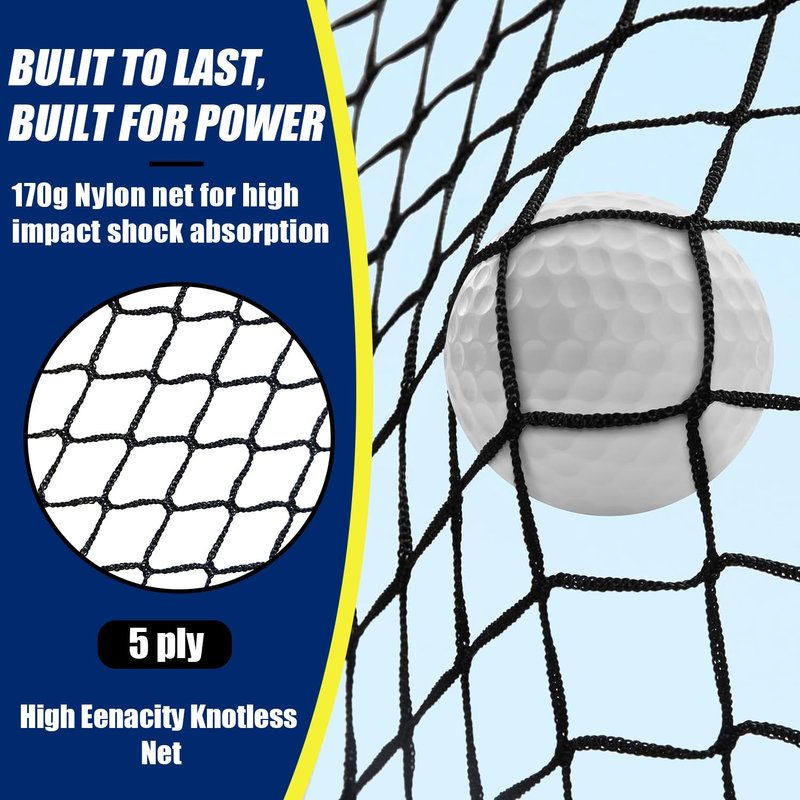 LIBERRWAY Golf Practice Net, 10x7x3ft Heavy Duty Driving Range Net with Tri-Turf Mat, 6 Golf Balls, 8 Tees & Carry Bag, Gifts for Golfers