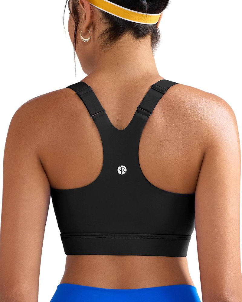 RUNNING GIRL Black Sports Bra for Women,Adjustable Straps Molded Cups High Support Sports Bras for Women Large Bust(3110Black_M)