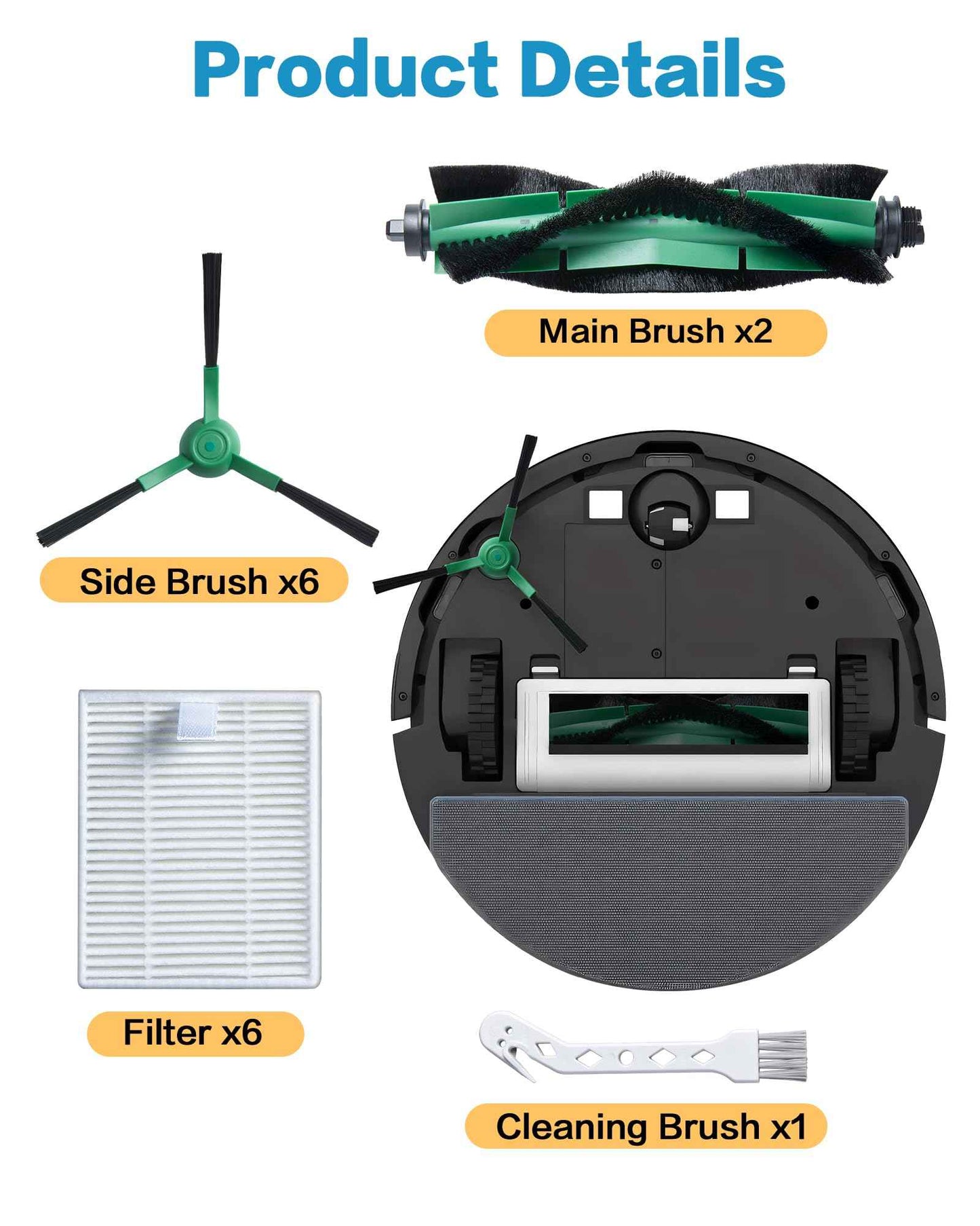 Replacement Parts for iRobot Roomba Q0120 Q0110 Combo Essential Y0140 Y0112 Y0110 Robot 104 105, 15 Pack Quality Accessories for Better Cleaning Performance
