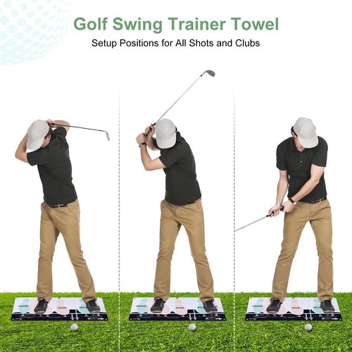 JIUYIBC Golf Sure Stance Ball Position Trainer Towel, Microfiber Swing Trainer Towel and Golf Putter Stance Towel to Improve Your Stance - Setup Positions for All Shots and Clubs