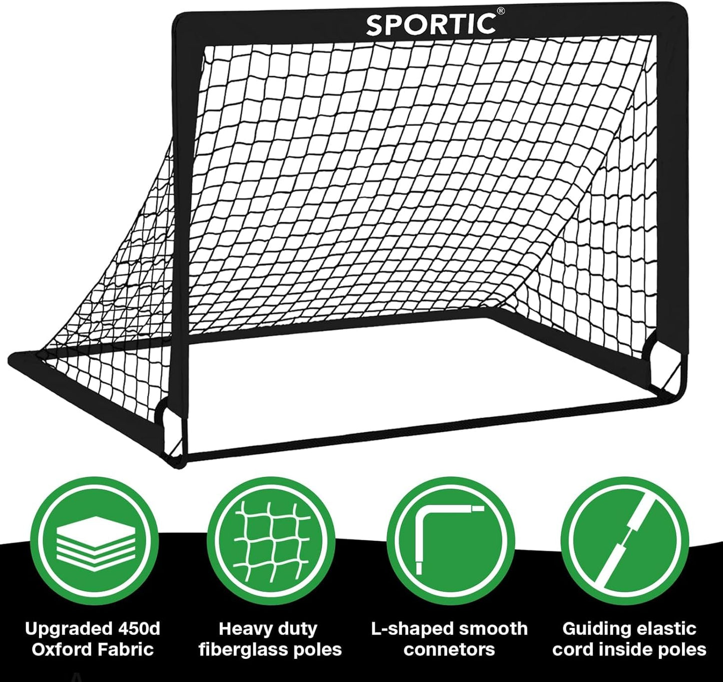 Skiennix 4' x 3' Soccer Goal Net Set - Portable Pop-Up Kids Practice Goals with Carrying Bag & Ground Pegs