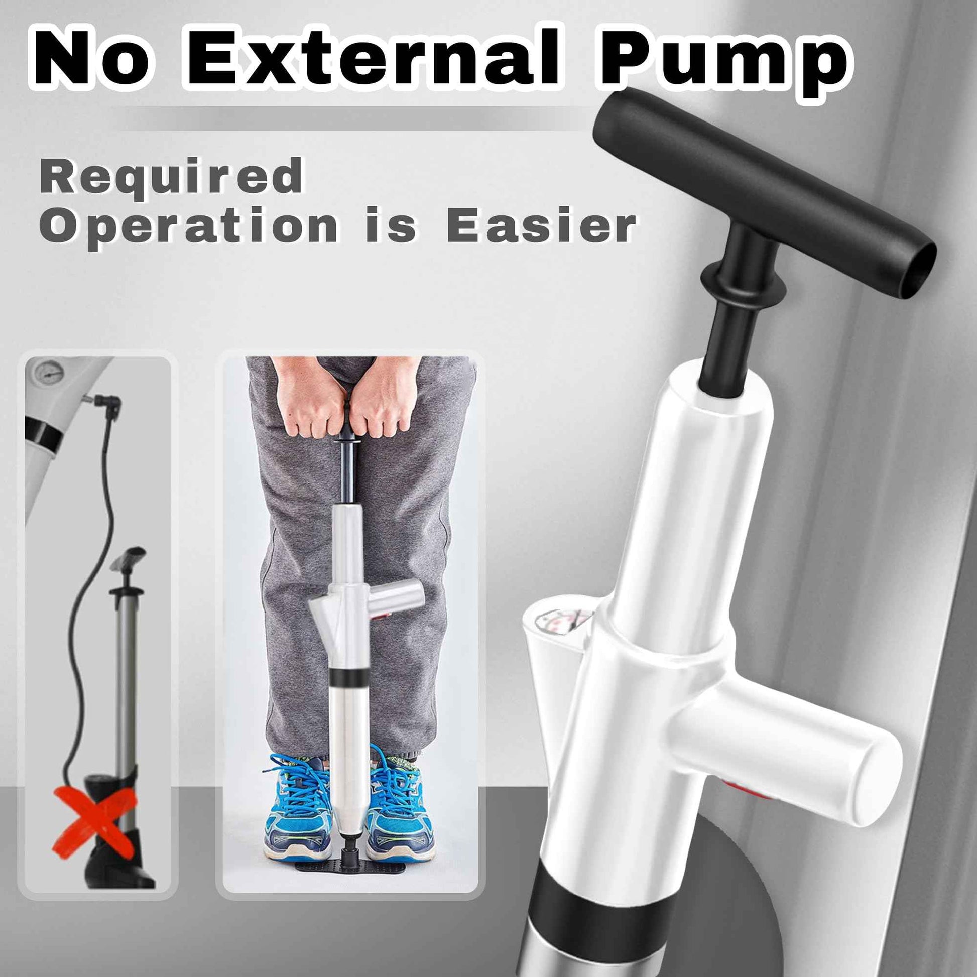 Toilet Plunger, High Pressure Air Plunger Drain Blaster with Visual Pressure Gauge, Drain Clog Removal Tool, Stainless Steel Toilet Unclogger Plungers for Bathrooms, Sinks, Kitchens, Clogged Pipe