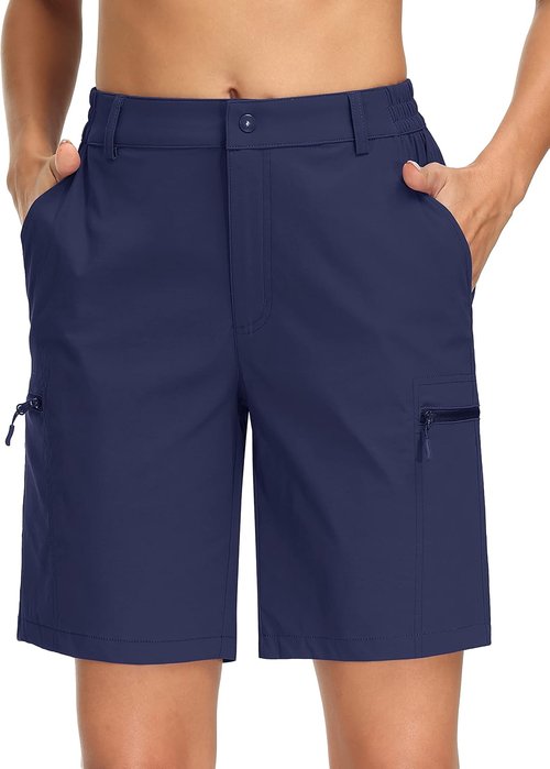 MAGCOMSEN Women's Hiking Shorts - Quick Dry Lightweight Athletic Shorts with 4 Pockets | Summer Casual Wear