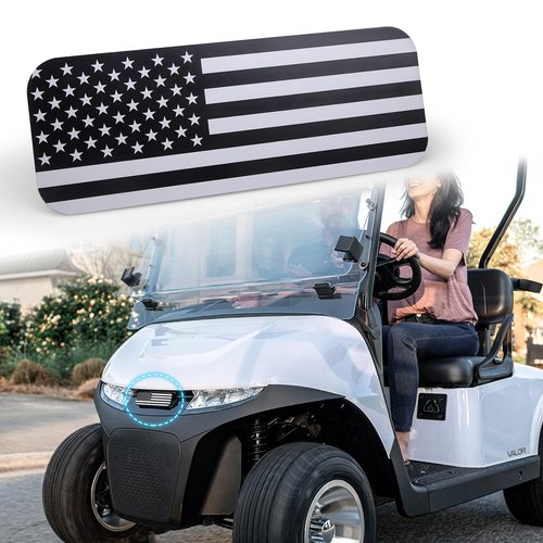 American Flag Plate, Fits E-Z-GO Golf Cart Front Name Plate Inserts Exterior Accessories, Fits EZGO 2008-2017 RXV, 2014-2022 TXT, 2010-2022 Valor, 2012-2016 Terrain, 2017-2022 Elite(Black & Grey)