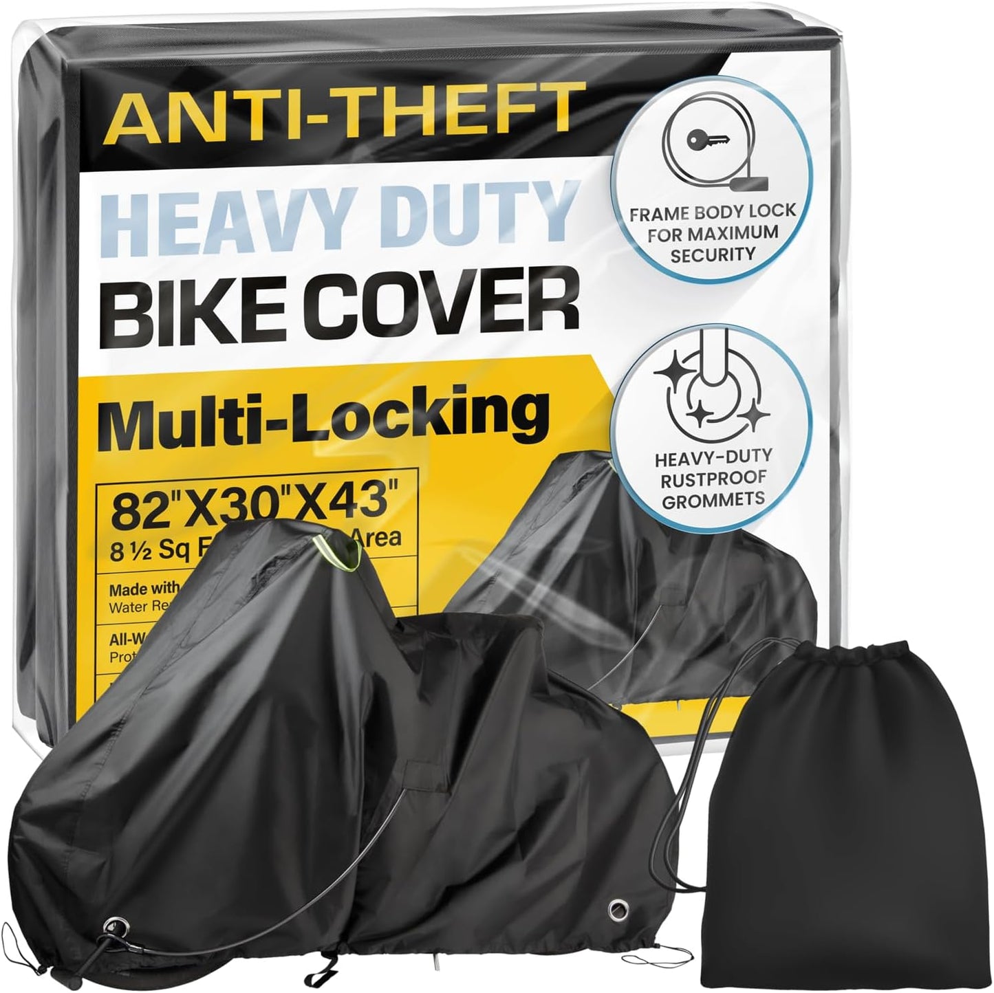 Skiennix Waterproof Bicycle Cover - Heavy Duty Ripstop Fabric for 1 or 2 Bikes | Anti-Theft Lock Holes for Rain & Snow