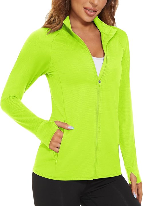 MAGCOMSEN Women's Lightweight Athletic Jacket - UPF 50+ Sun Protection, Full Zip, Long Sleeve, Hiking | Outdoor Pockets