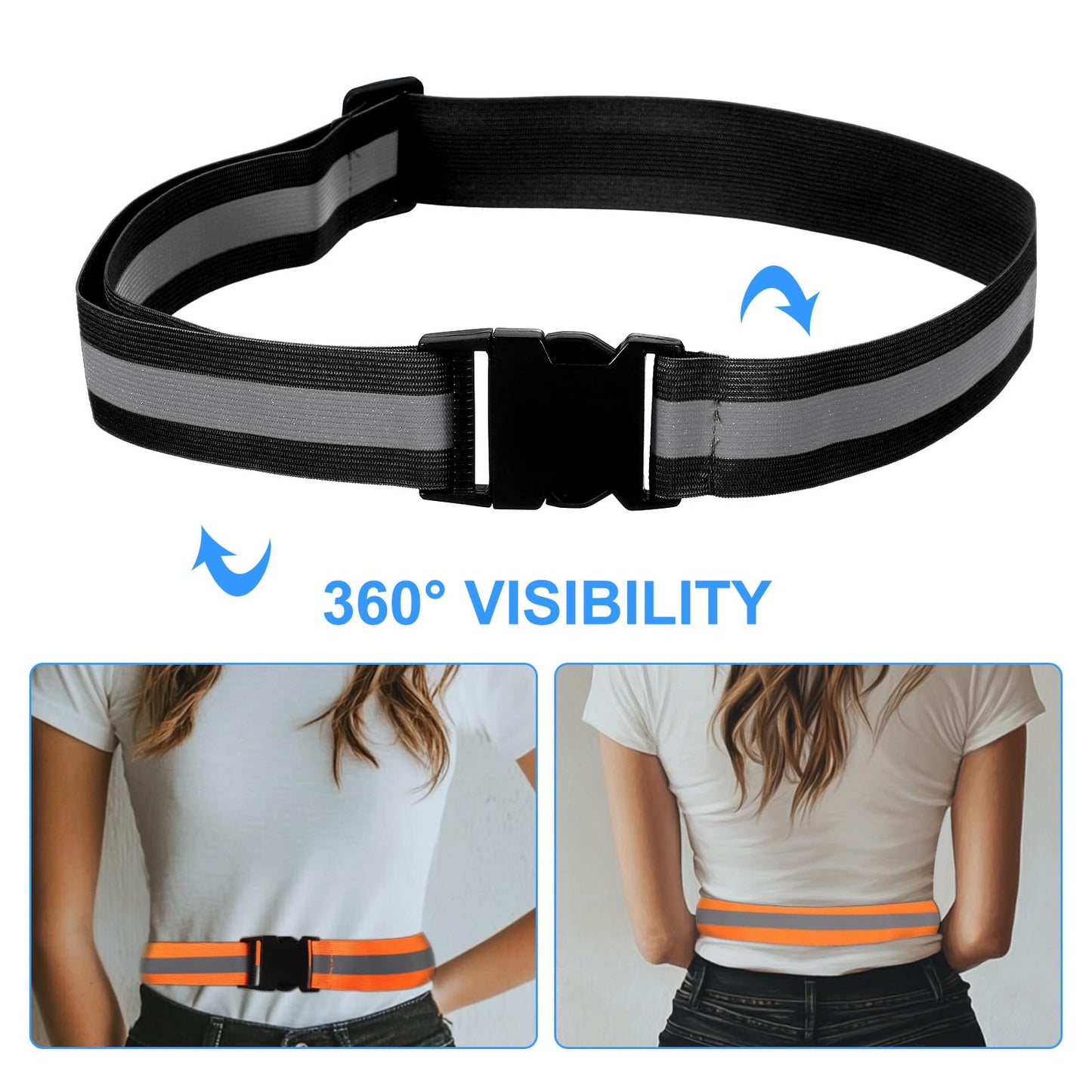PATIKIL Adjustable Reflective Running Belt, Glow Pt Belt Sash for Cycling Walking