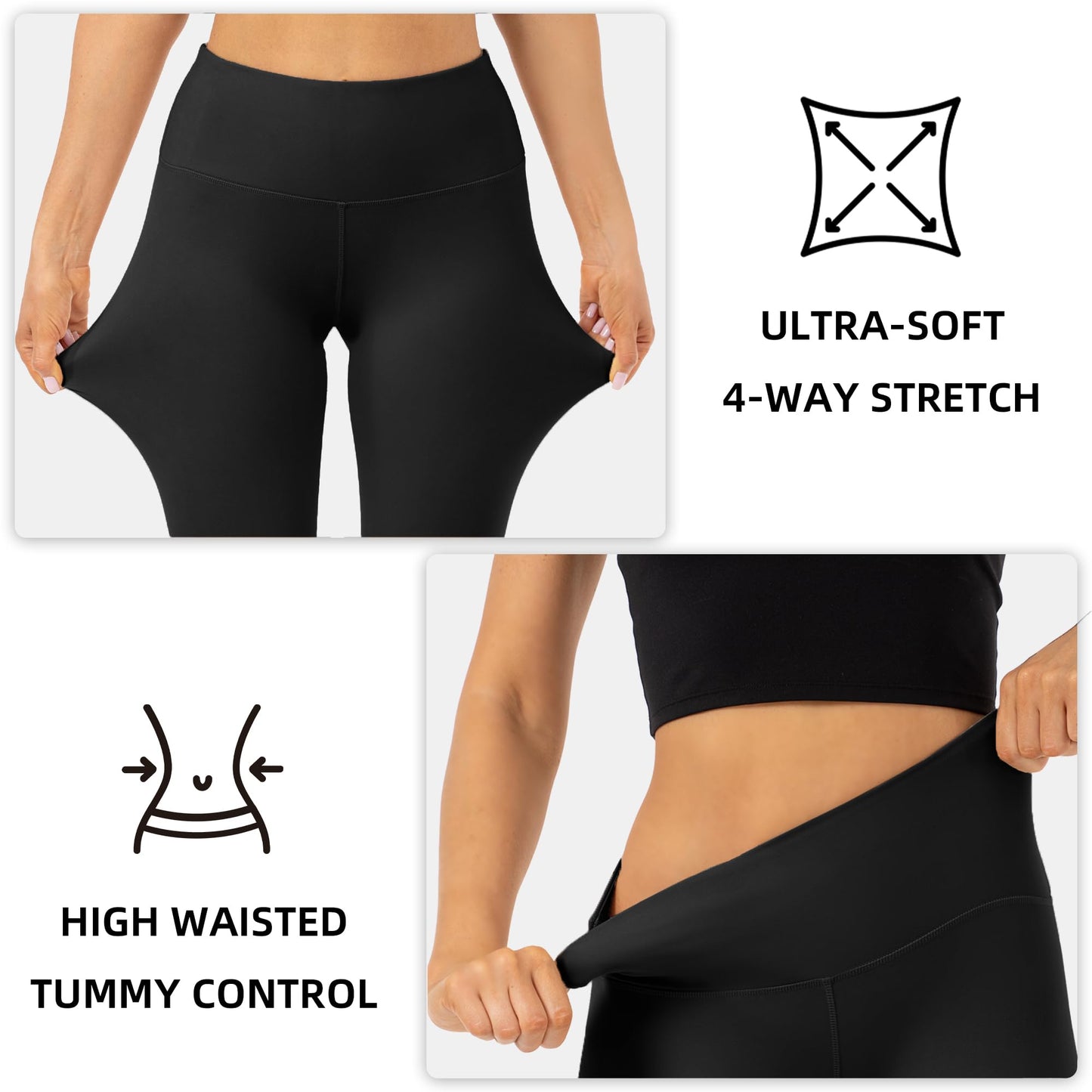 CHANAN High Waist Butt Lifting Leggings for Women Buttery Soft Breathable Yoga Pants with Hidden Pocket Tummy Control Gym Black