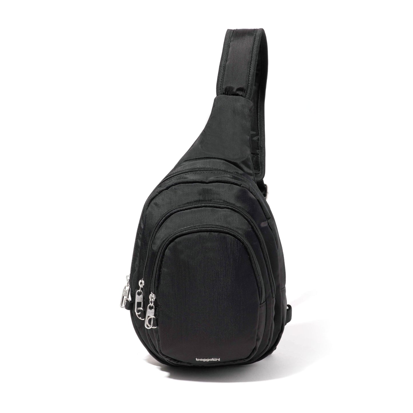 Baggallini Securtex® Anti-Theft Multi Zip Sling - Lightweight 8.6"x15.2" Travel Bag with Locking Zippers & RFID Protection