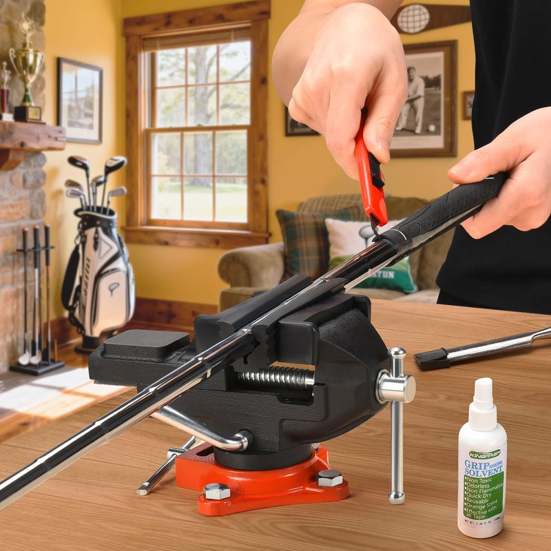 AugFir 2-in-1 Golf Grip Kit for Regripping Golf Clubs, Portable Golf Club Regripping Kit with Golf Grip Solvent, Quick Adjustment Table Vise Rubber Clamp for Golf Grip Removal Tool
