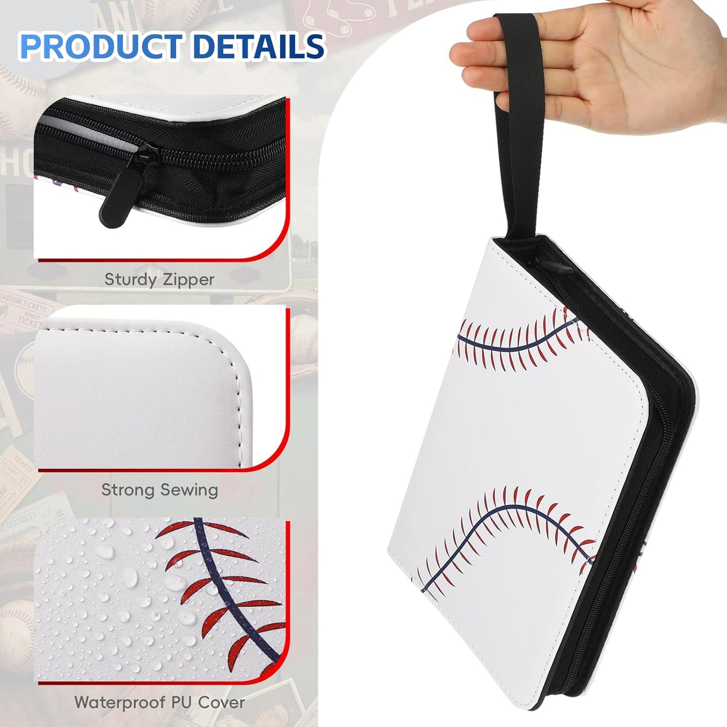 Sanwuta Baseball Card Binders - 6 Pack with 2400 Pockets & Zipper | Double-Sided Sports Display Album