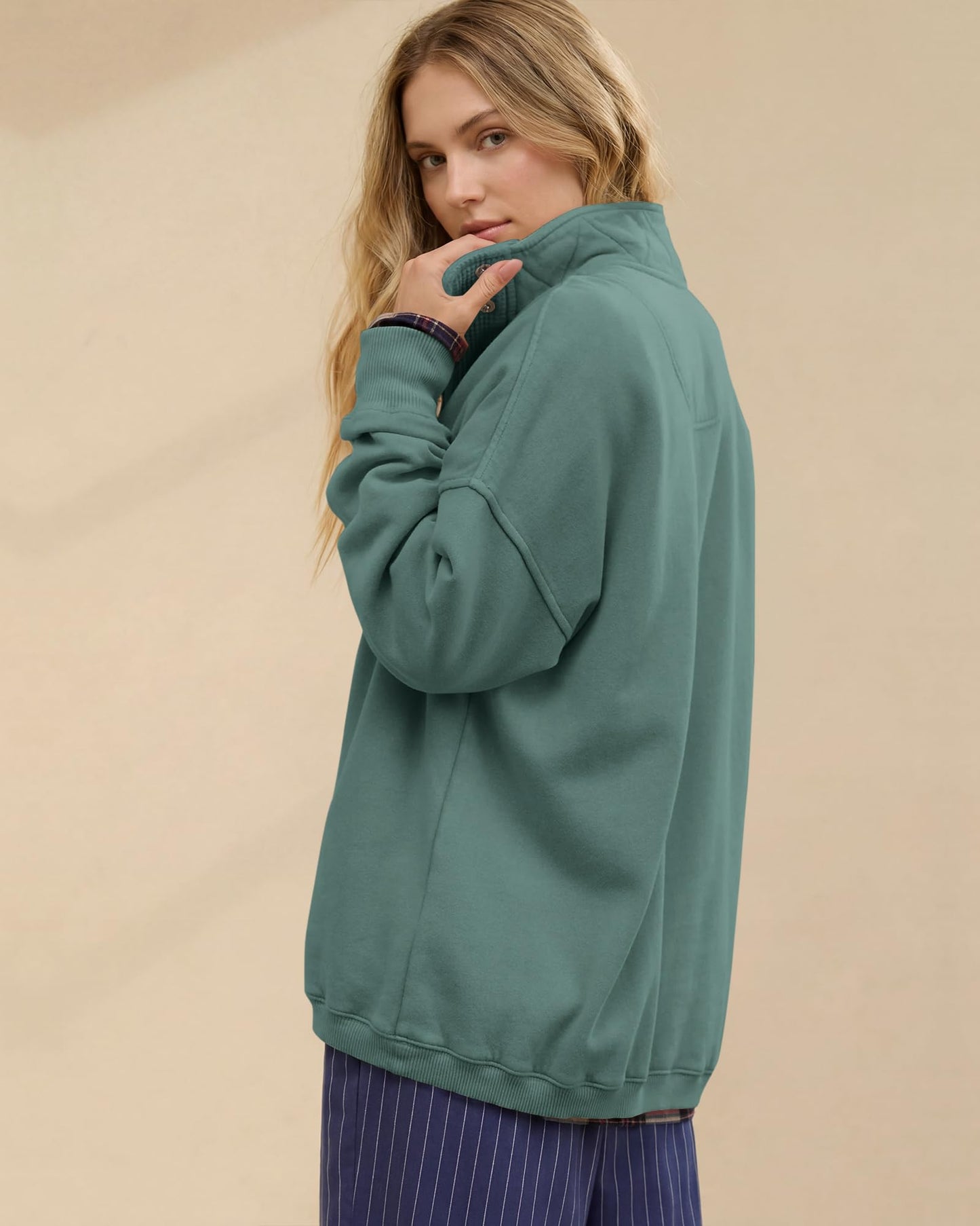 Gacaky Sweatshirt for Women Oversized Henley Neck Pullover Top Fall Outfits