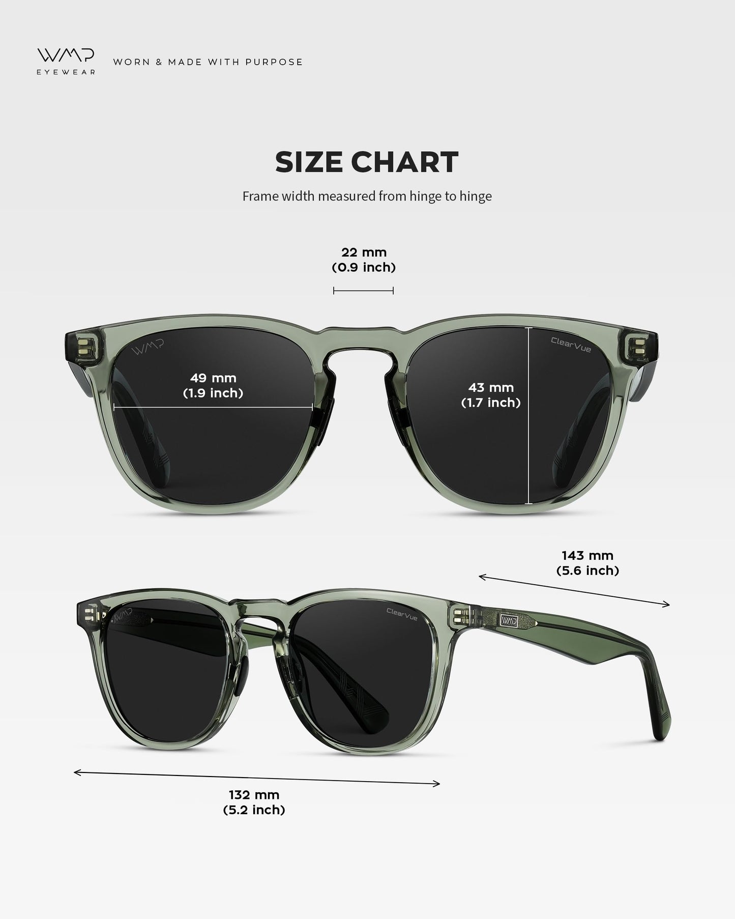 WearMe Pro WMP Eyewear – Men’s Polarized Sport & Golf Sunglasses: Round Frame, Anti-Reflective Lenses, Non-Slip Nose Pads, Lightweight (Crystal Agave Frame/Black Lens)
