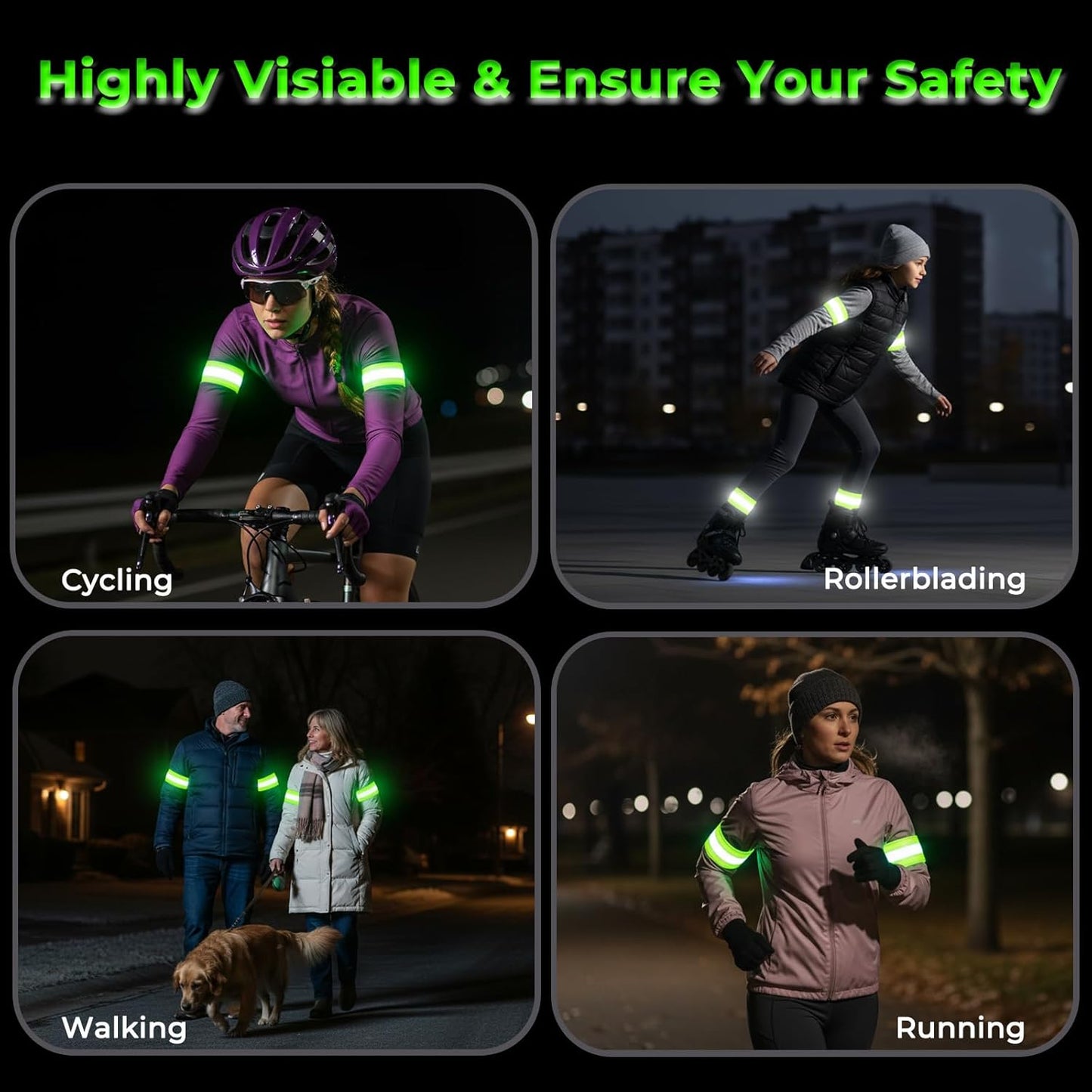 Skiennix LED Armband - Rechargeable & Adjustable High Visibility Running Lights | 2-Pack for Safety in Night Activities