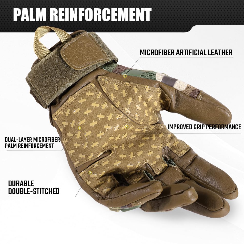 AXBXCX Tactical Gloves for Men Touch Screen Motorcycle Airsoft Paintball Motorbike Outdoor Full Finger Gloves Camouflage L