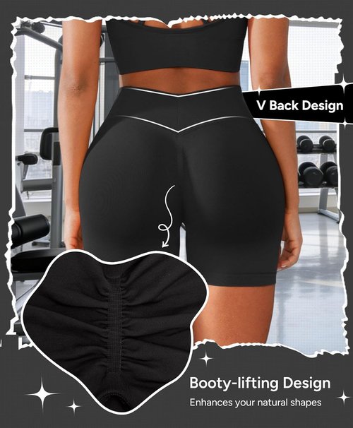 BRXL Scrunch Butt Lifting Shorts - V Back Seamless High Waist Compression Gym Shorts for Women | 5" Length
