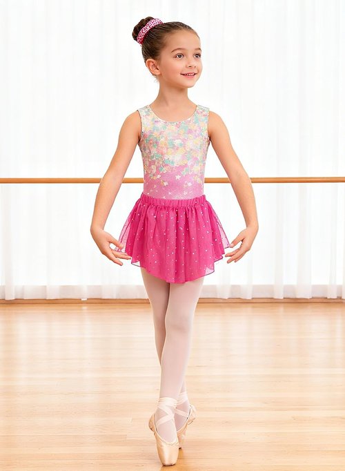 Idgreatim Girls Gymnastic Leotard - Ballet Dance Dress Outfit with Removable Skirt & Scrunchie | Ages 4-11