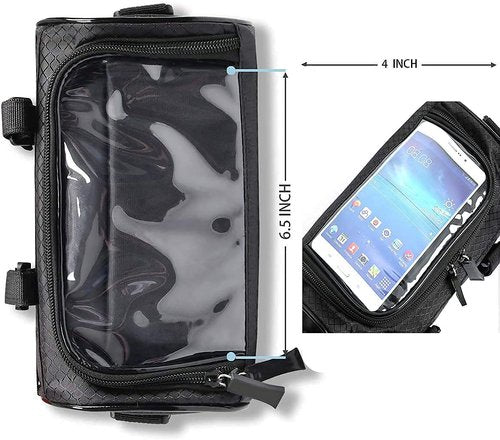 Bike Handlebar Bag, Waterproof Bicycle Front Storage Bag, Bike Phone Holder Accessories, Transparent Pouch Touch Screen with Removable Shoulder Strap for Dirt Bikes, Road Bikes, Mountain Bikes