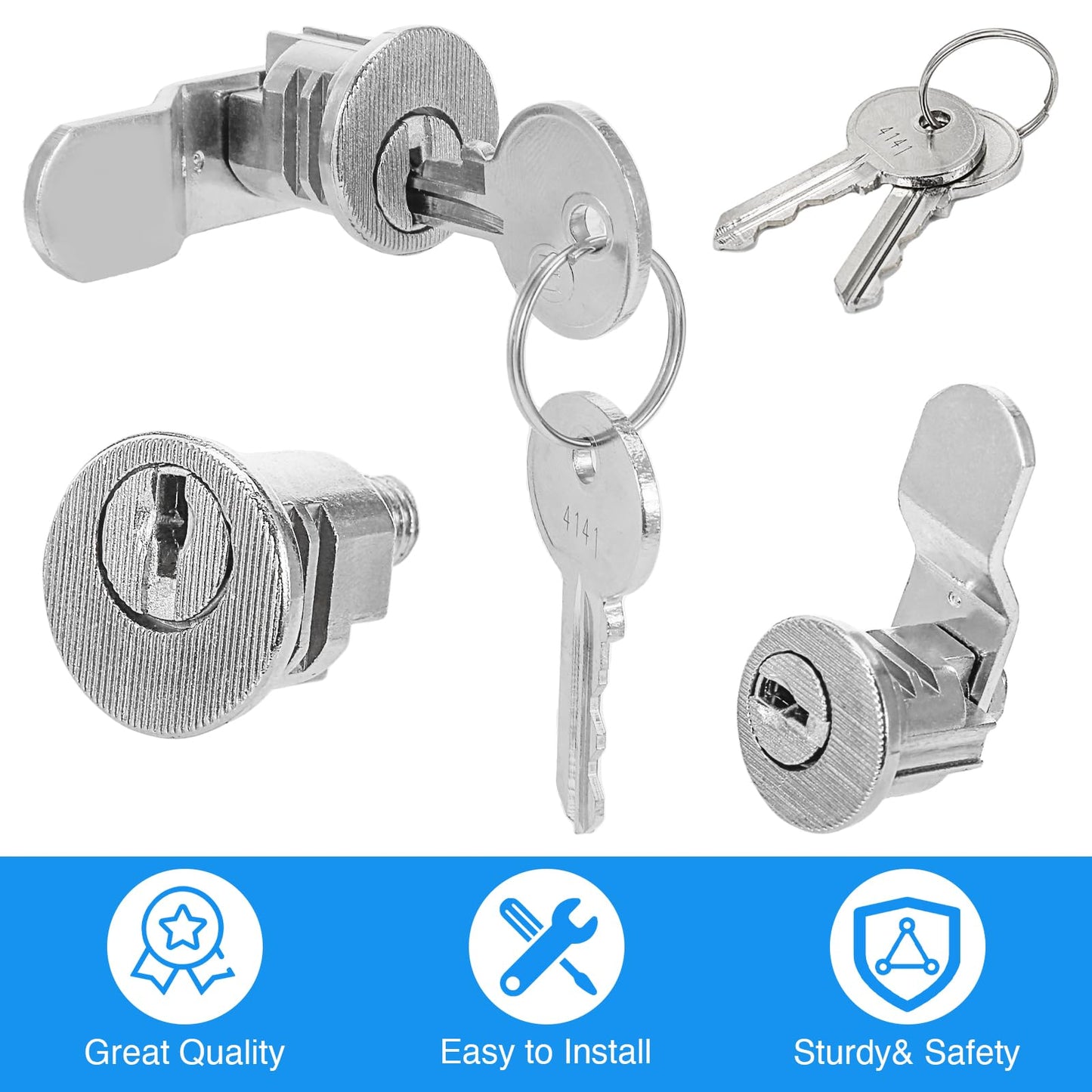 Mailbox Lock Replacement - Universal Mailbox Locks with 4 Keys - Easy to Install Mail Box Lock and Key Set - Durable and Secure Lock Replacement with 4 Keys for Almost All Locking Mail Boxes