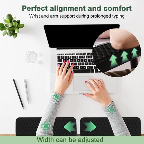 L-Shaped Memory Foam Elbow Pads for Desk, 2-Piece Ergonomic Desk Edge Cushion & Wrist Rest for Computer Keyboard, Non-Slip Arm Support for Office and Home Use, Black
