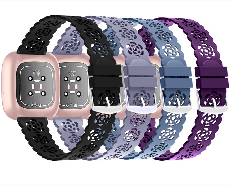 Silicone Bands Compatible with Fitbit Versa 4/Versa 3/Sense 2/Sense, Soft Breathable Replacement Adjustable silicone Wristband Sport Strap for Woman Man 401