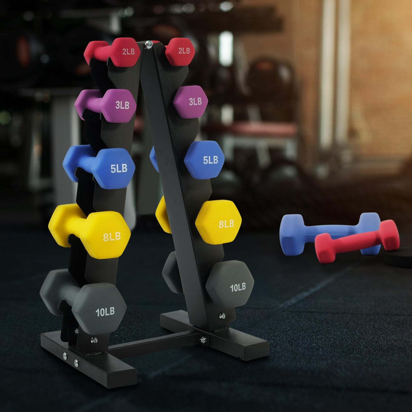 Fitvids 20LBS Neoprene Coated Dumbbell Set with Rack, Free Hand Weight Set for Home Gym Workout, Anti-Slip, Anti-roll