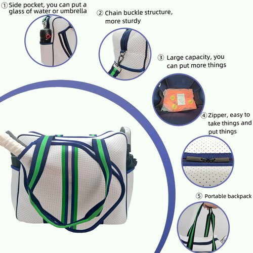 Bivpreom Pickleball Bag （15.75 * 13.39in），Pickleball Bags for Women （Portable or Shoulder），Cute Pickleball Bags（Portable Fashion, Simple and Versatile）