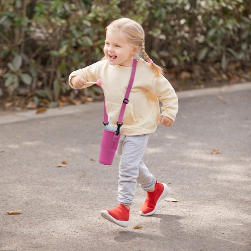 YENLNI 14oz Cup Carrier Bag with Strap, Pouch Bag Compatible with Stanley CUP 14oz, Durable and Portable Cup Holder for Kids, Adjustable Travel Carrying Bag(Pink)