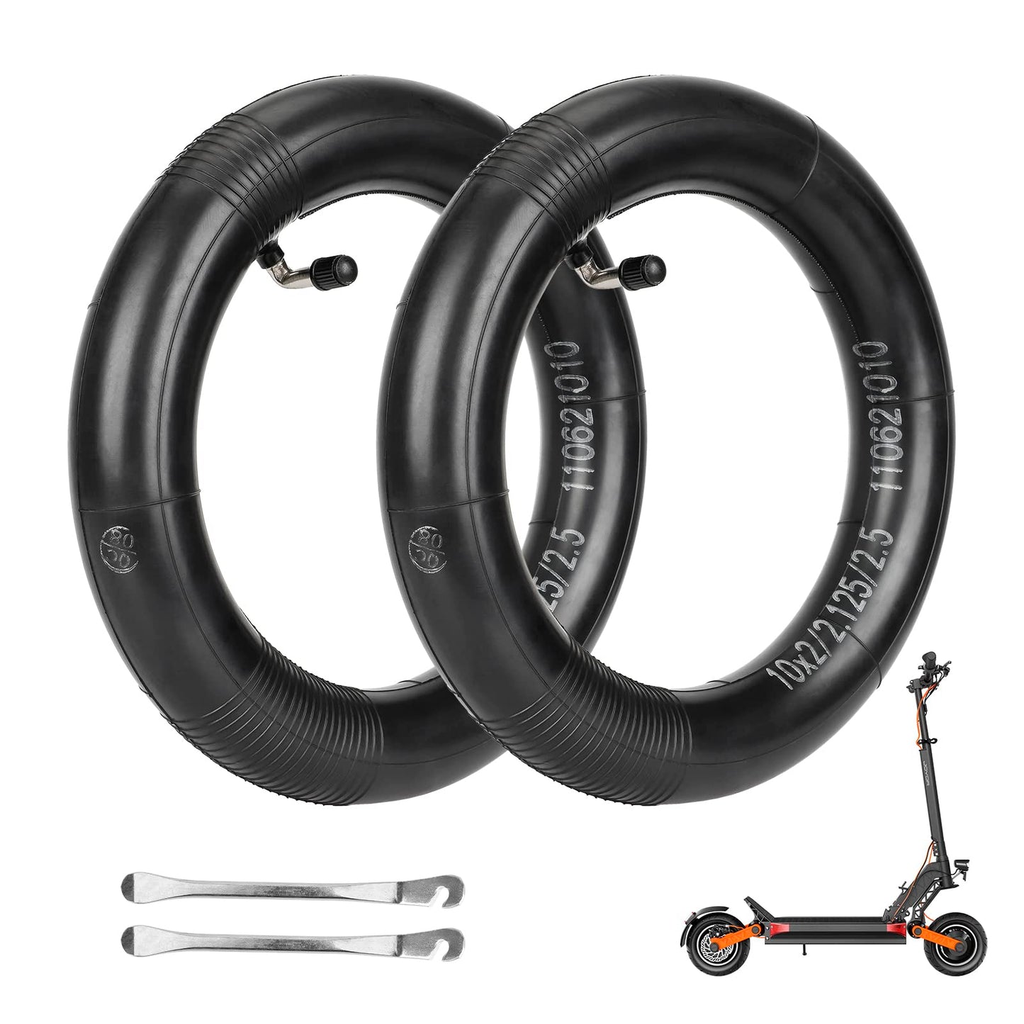 LUCK4U (2-Pack) 10x2 10x2.125 10x2.5 Replacement Inner Tubes with 90 Degree for Nanrobot D4+ D5+ D6+ Scooter Trike Strollers