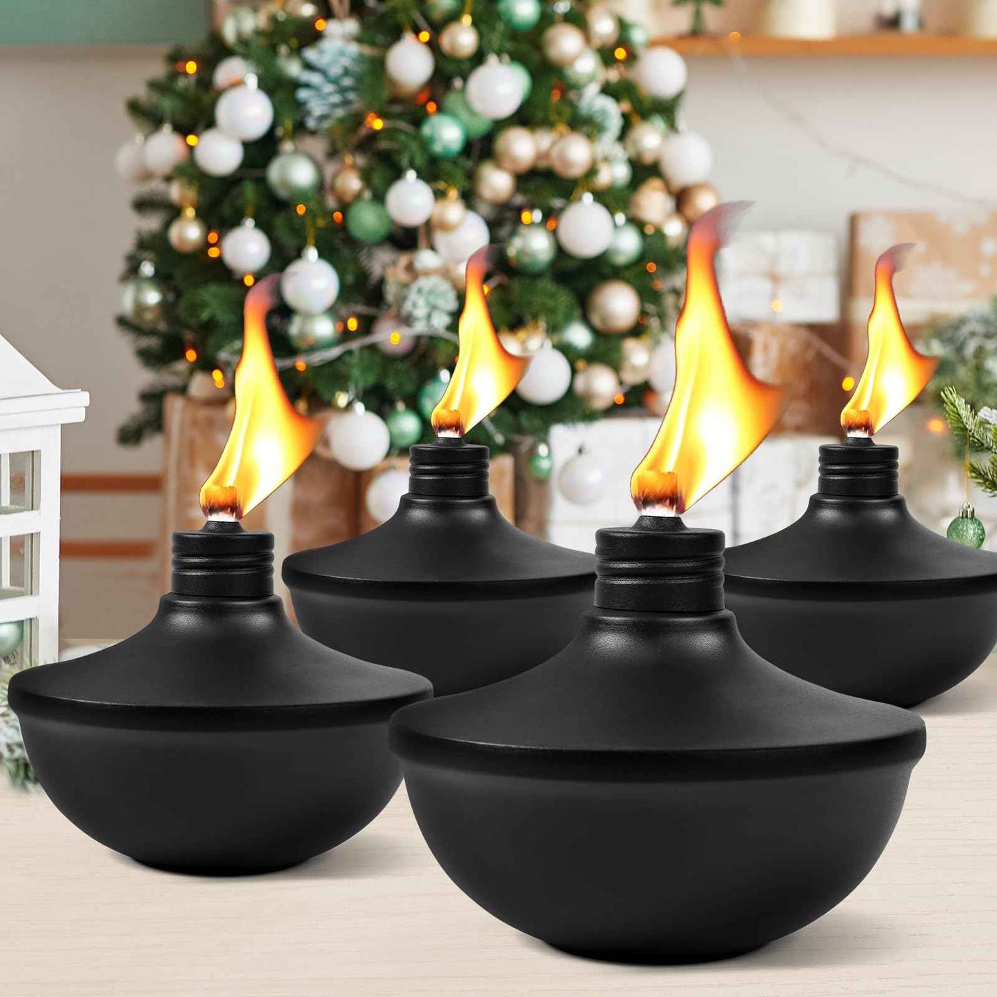 FAN-Torches 2-Pack Upgraded Tabletop Torches, 24 oz Citronella Torch Lights, Refillable Torch with Wicks, Covers, and Funnel Included - Ideal for Garden, Patio, Deck, Yard, Party, Landscape