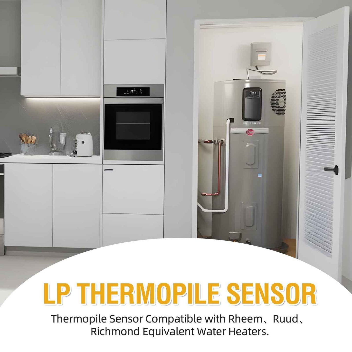 LP Thermopile Senor Component for Pilot Assembly Replacement Kit SP20824/SP21058/SP20800/SP20739/SP21096 Compatible with Rheem, Ruud, Richmond Equivalent Water Heaters