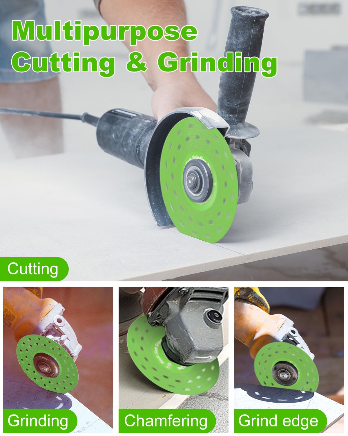 WENHUALI 4" Diamond Saw Blades, 3 Pcs Vacuum Brazed Ultra-Thin Multi-Pore Abrasive Rock Slab Grinding Disc for Tile Glass Marble Granite