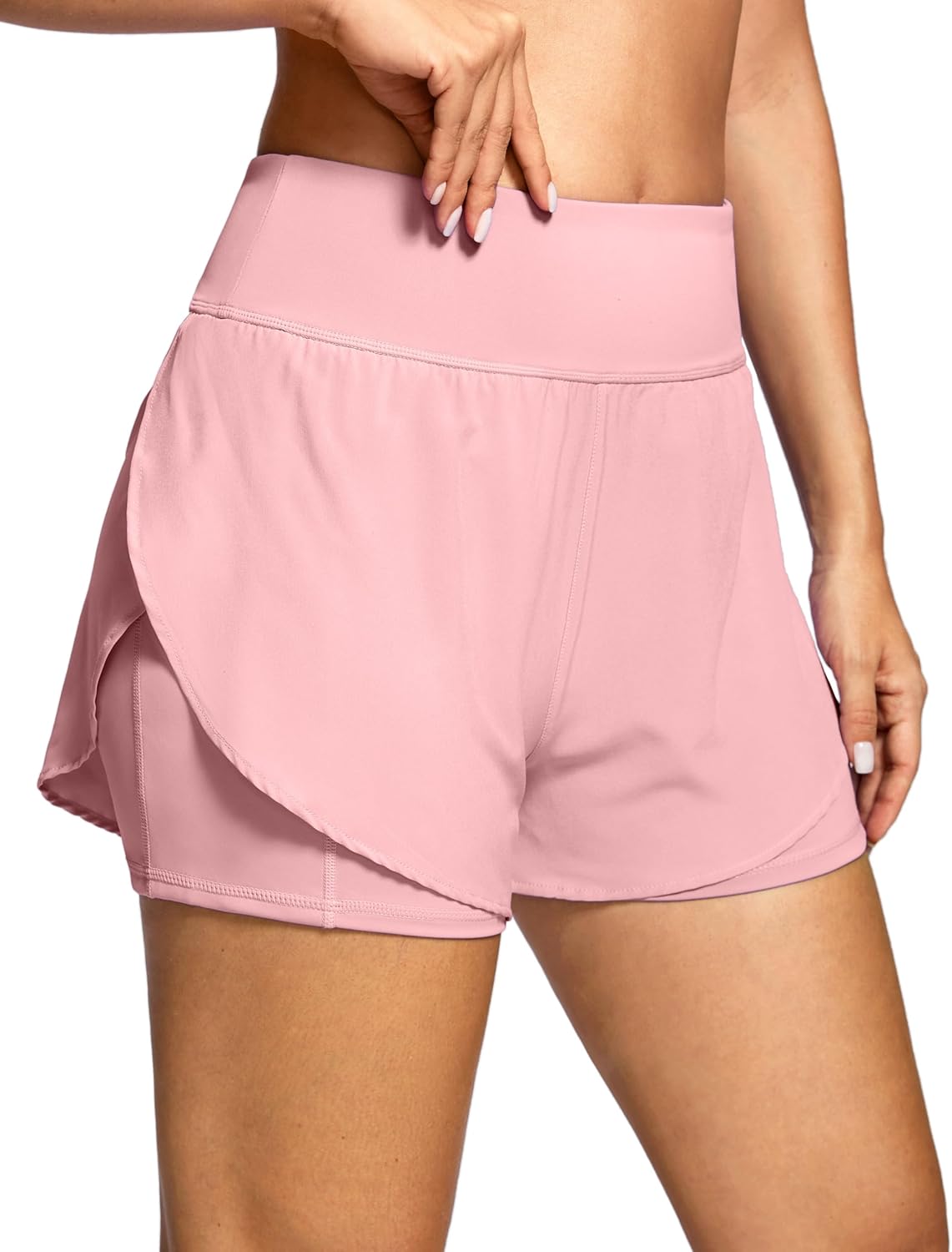 Skiennix Women's 2-in-1 Running Shorts - High Waisted Lightweight Athletic Gym Shorts with Pockets