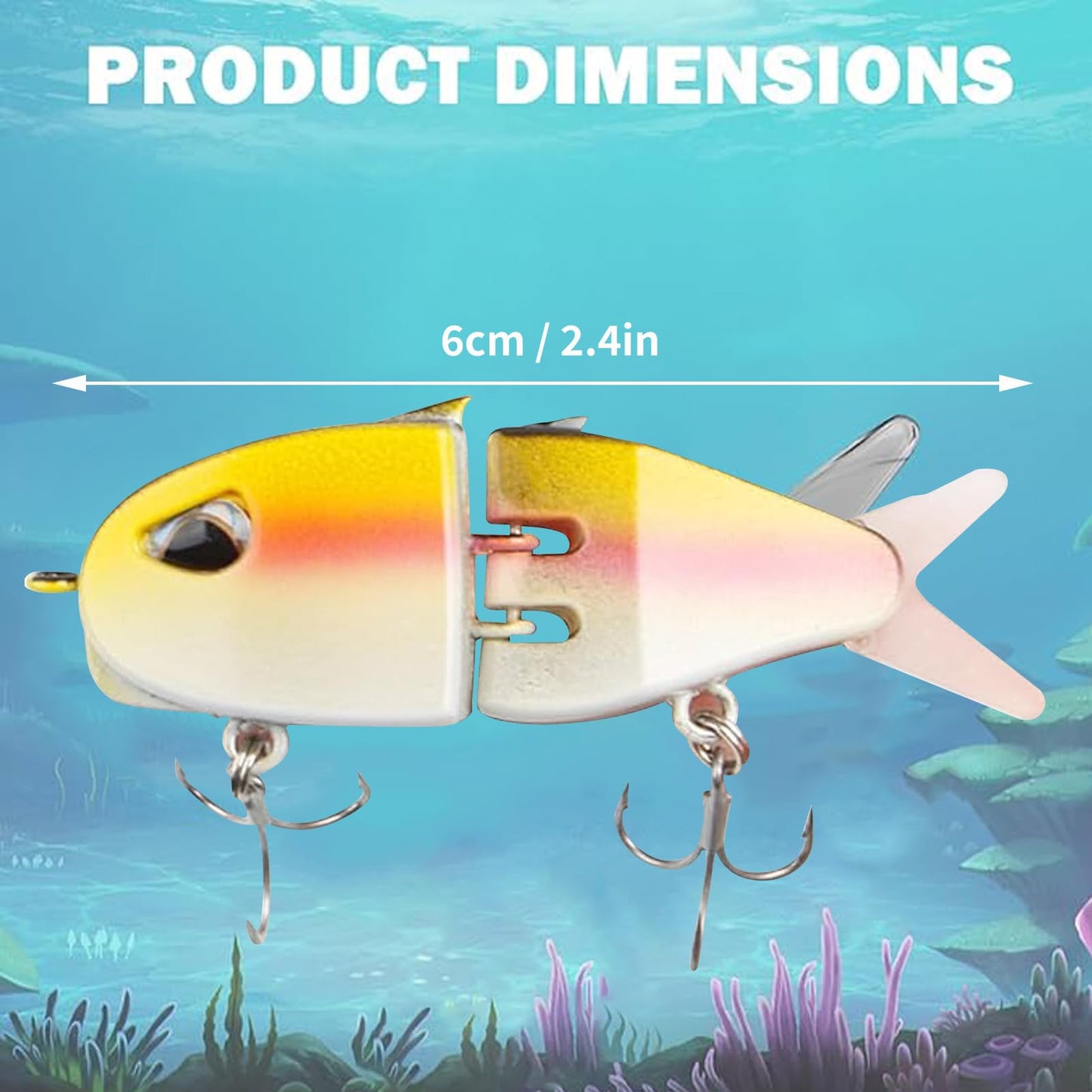 3 Pack 2.5" Jointed Swimbait Kit - Bionic Minnow Lures with S-Curve Action | Slow-Sink Bass & Trout Lures | Rust-Proof Hooks + Removable Tail