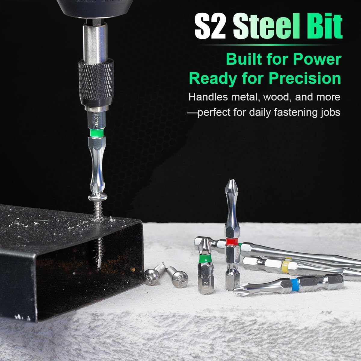 Hitscrews Magnetic Screwdriver Bits PH2, 2-Inch Impact Driver Bits #2, S2 Steel Chrome Finish Phillips Bits For Impact Driver, Home Improvement & DIY - 10 Pack