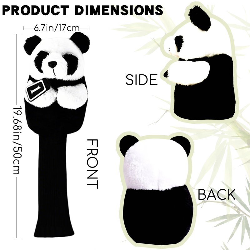 Harborway Panda Golf Driver Head Cover - Funny Golf Head Covers for Men & Women, Plush Driver Headcover Fits Most Clubs - Cute Animal Golf Head Covers Protector, for Golfers